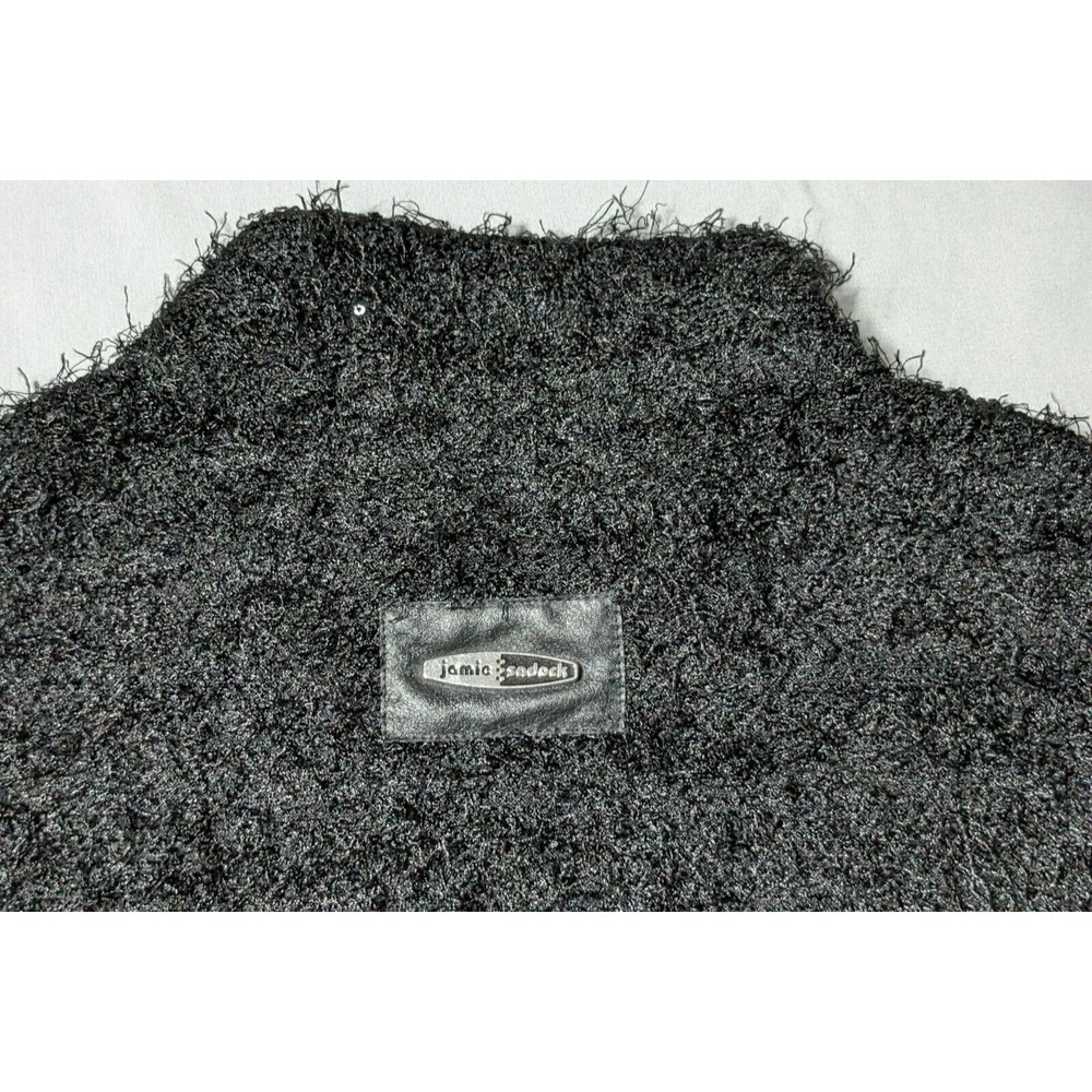 JAMIE SADOCK Women XL Black Fringe Fuzzy Full Zip Long Sleeve Jacket - Picture 13 of 15